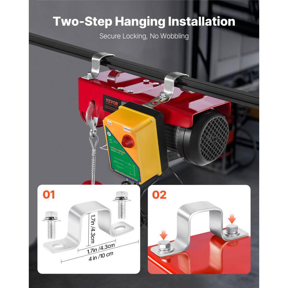 Elevador de ático inalámbrico VEVOR de 2200 lb, polipasto eléctrico de 1600 W y 110 V con control remoto inalámbrico, altura de elevación de 12 m con un solo cable y motor de cobre puro, para garaje, almacén y fábrica.