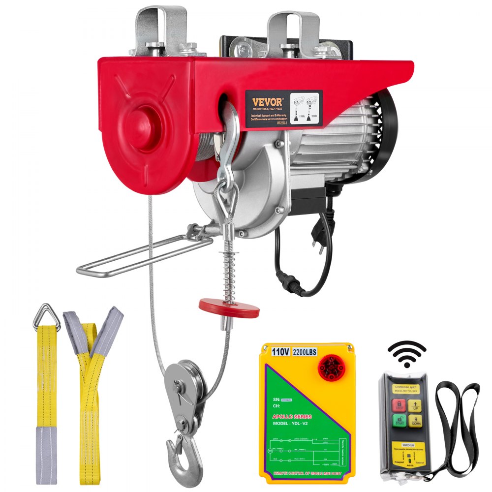 Elevador de ático inalámbrico VEVOR de 2200 lb, polipasto eléctrico de 1600 W y 110 V con control remoto inalámbrico, altura de elevación de 12 m con un solo cable y motor de cobre puro, para garaje, almacén y fábrica.