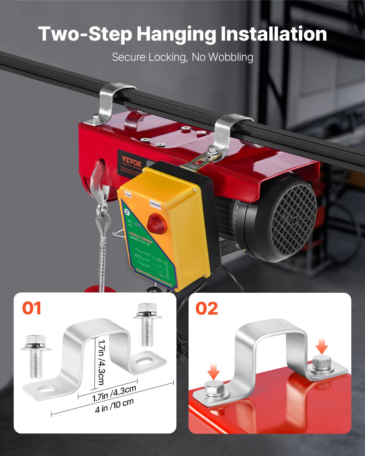 Elevador de ático inalámbrico VEVOR de 2200 lb, polipasto eléctrico de 1600 W y 110 V con control remoto inalámbrico, altura de elevación de 12 m con un solo cable y motor de cobre puro, para garaje, almacén y fábrica.