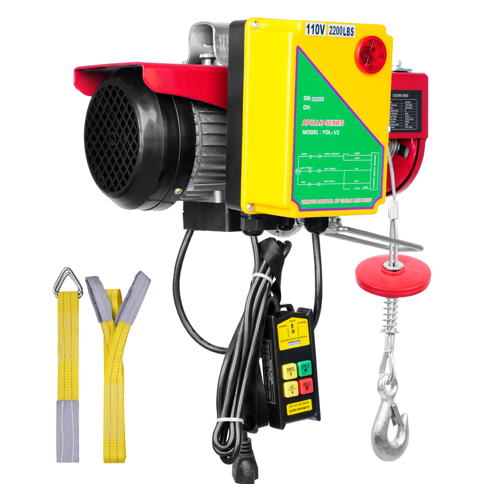 Elevador de ático inalámbrico VEVOR de 2200 lb, polipasto eléctrico de 1600 W y 110 V con control remoto inalámbrico, altura de elevación de 12 m con un solo cable y motor de cobre puro, para garaje, almacén y fábrica.