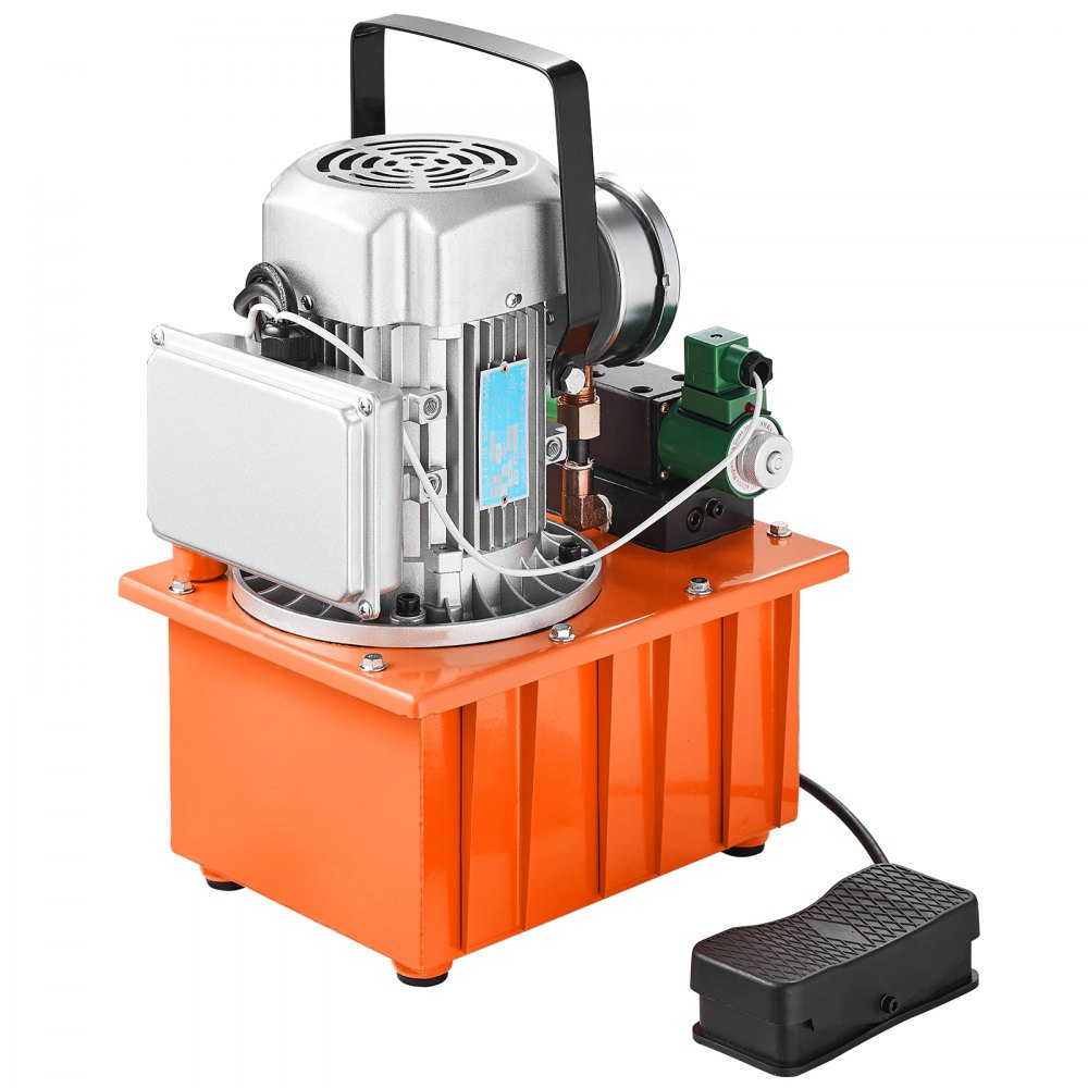 Bomba hidráulica eléctrica VEVOR, 10 000 PSI, 750 W, 110 V, capacidad de 8 L (488 in³), válvula solenoide de doble efecto, unidad de potencia de bomba hidráulica eléctrica con interruptor de pedal para punzonadoras, dobladoras y máquinas de elevación.