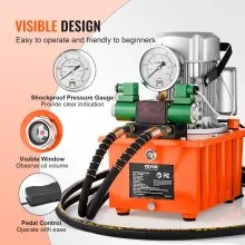 Bomba hidráulica eléctrica VEVOR, 10000 PSI 750W 110V 488 in³/8L de capacidad, válvula solenoide de doble acción, unidad de paquete de energía de bomba hidráulica eléctrica con interruptor de pedal para punzonadora/dobladora/máquina de gato