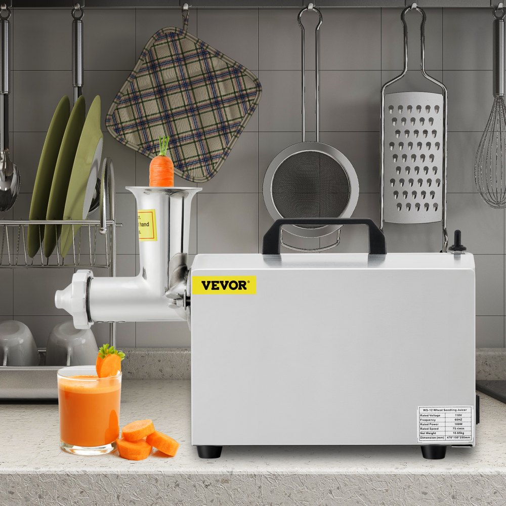 VEVOR Extractor de jugos exprimidor de naranjas electrico Máquina exprimidora de hierba de trigo comercial 80% de rendimiento de jugo extractor