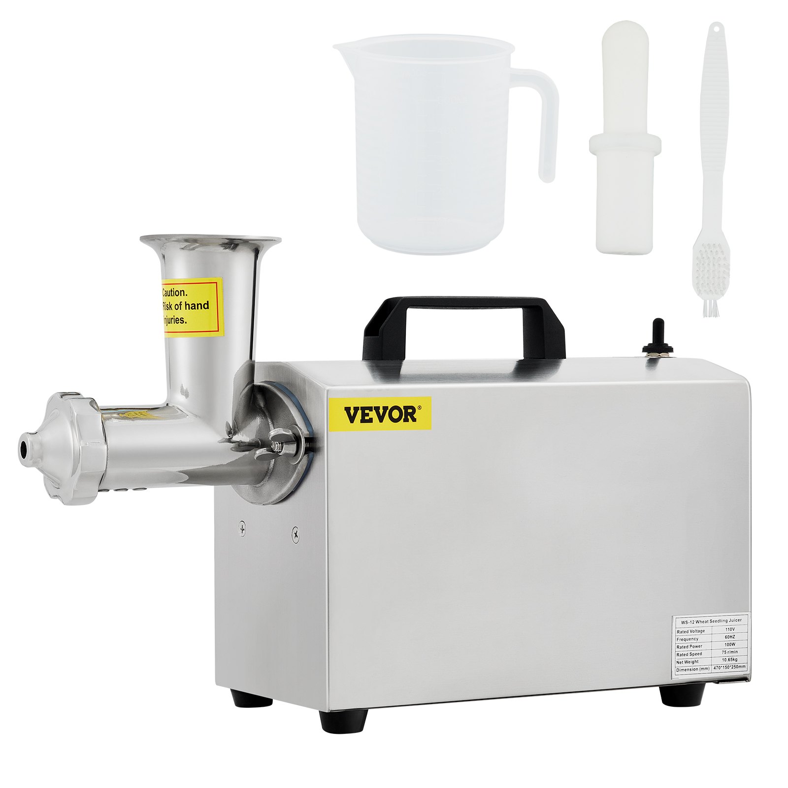 VEVOR Extractor de jugos exprimidor de naranjas electrico Máquina exprimidora de hierba de trigo comercial 80% de rendimiento de jugo extractor