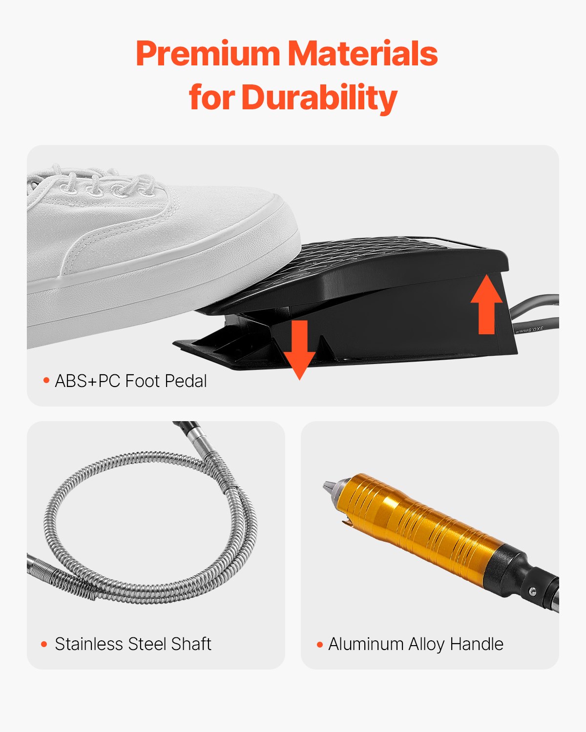 Amoladora de eje flexible VEVOR, herramienta rotativa eléctrica de 1200 W y 30 000 RPM, pulidora colgante multifuncional con 31 accesorios y pedal para tallar, pulir, taladrar y pulir.