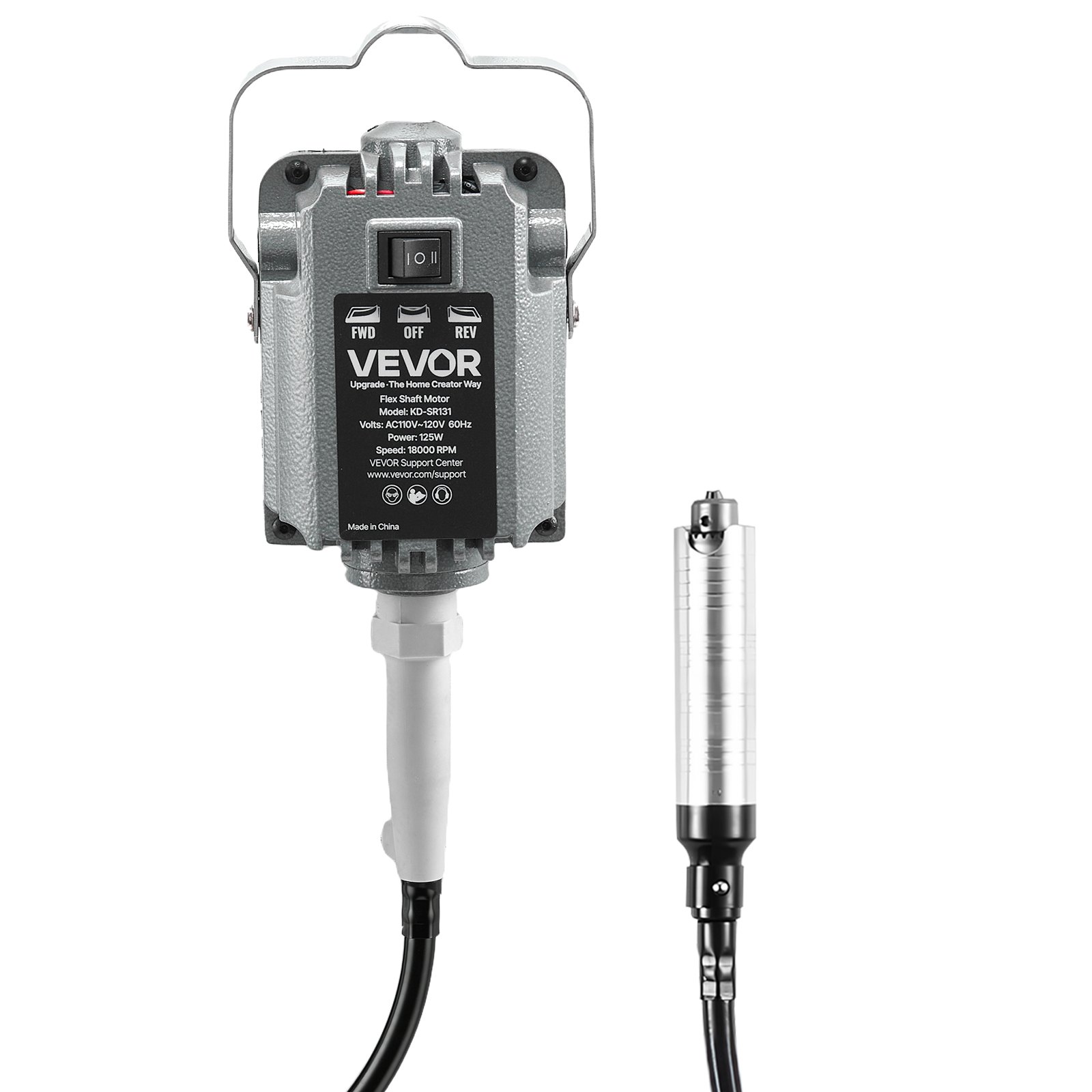 Amoladora de eje flexible VEVOR, herramienta rotativa eléctrica de eje flexible de 125 W y 18 000 RPM, amoladora colgante con control de pedal y rotación de avance y retroceso para tallar, pulir, grabar y pulir.