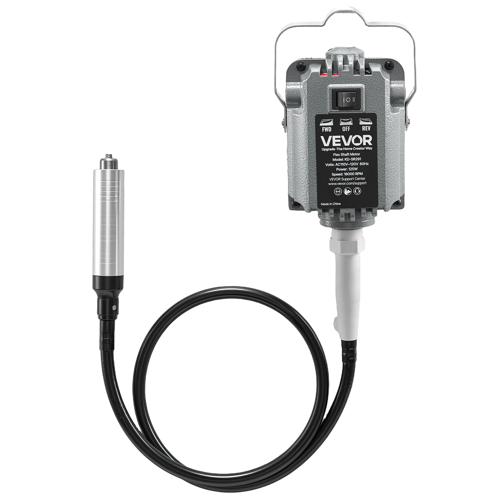 Amoladora de eje flexible VEVOR, herramienta rotativa eléctrica de eje flexible de 125 W y 18 000 RPM, amoladora colgante con control de pedal y kit de accesorios de 112 piezas para lijar, pulir y cortar.
