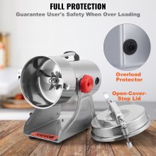 VEVOR 700g Molinillo de granos eléctrico, molinillos de especias comerciales de alta velocidad de 2500 W, máquina de polvo pulverizador de acero inoxidable, para hierbas secas, granos, especias, cereales, café, maíz, pimienta, tipo oscilante