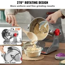 VEVOR 700g Molinillo de granos eléctrico, molinillos de especias comerciales de alta velocidad de 2500 W, máquina de polvo pulverizador de acero inoxidable, para hierbas secas, granos, especias, cereales, café, maíz, pimienta, tipo oscilante