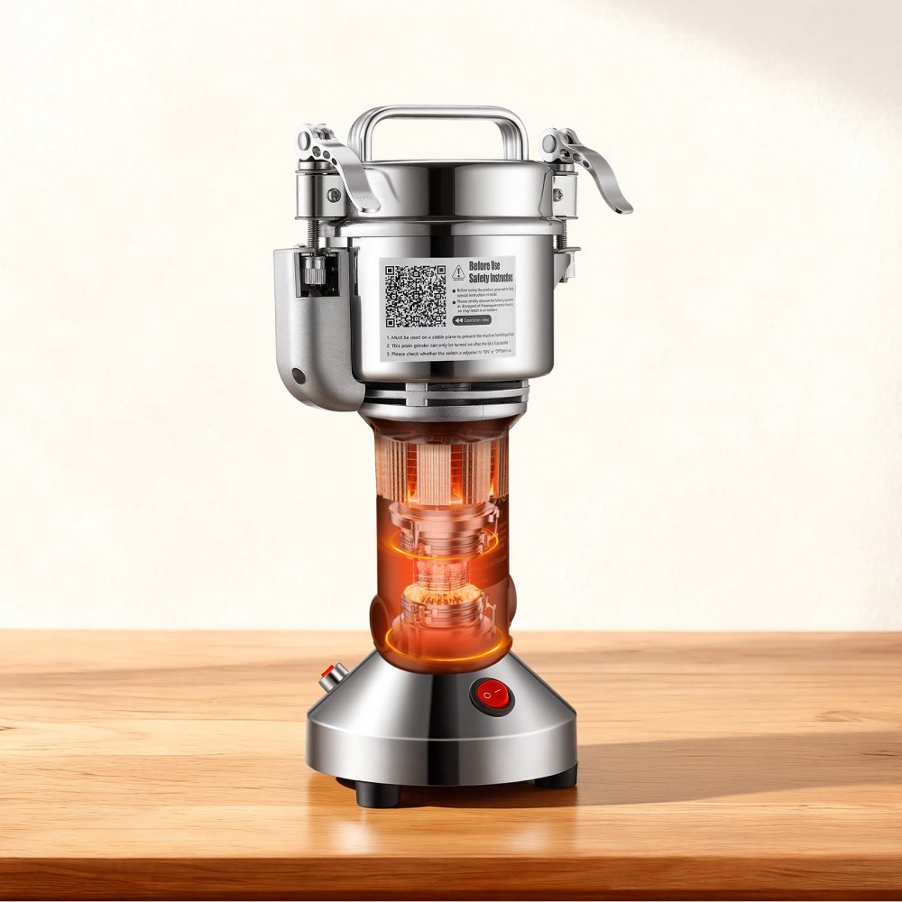 Molinillo de granos eléctrico VEVOR de 150 g, molinillo de especias comercial de alta velocidad de 850 W, pulverizador de acero inoxidable, para granos secos, especias, cereales, café, maíz, pimienta, tipo recto.