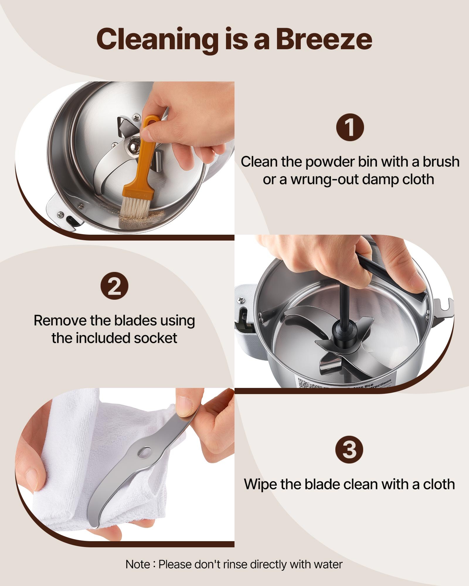 Molino eléctrico de granos VEVOR de 550 g, molino de especias comercial de alta velocidad de 2000 W, pulverizador de acero inoxidable, para granos secos, especias, cereales, café, maíz y pimienta, tipo recto