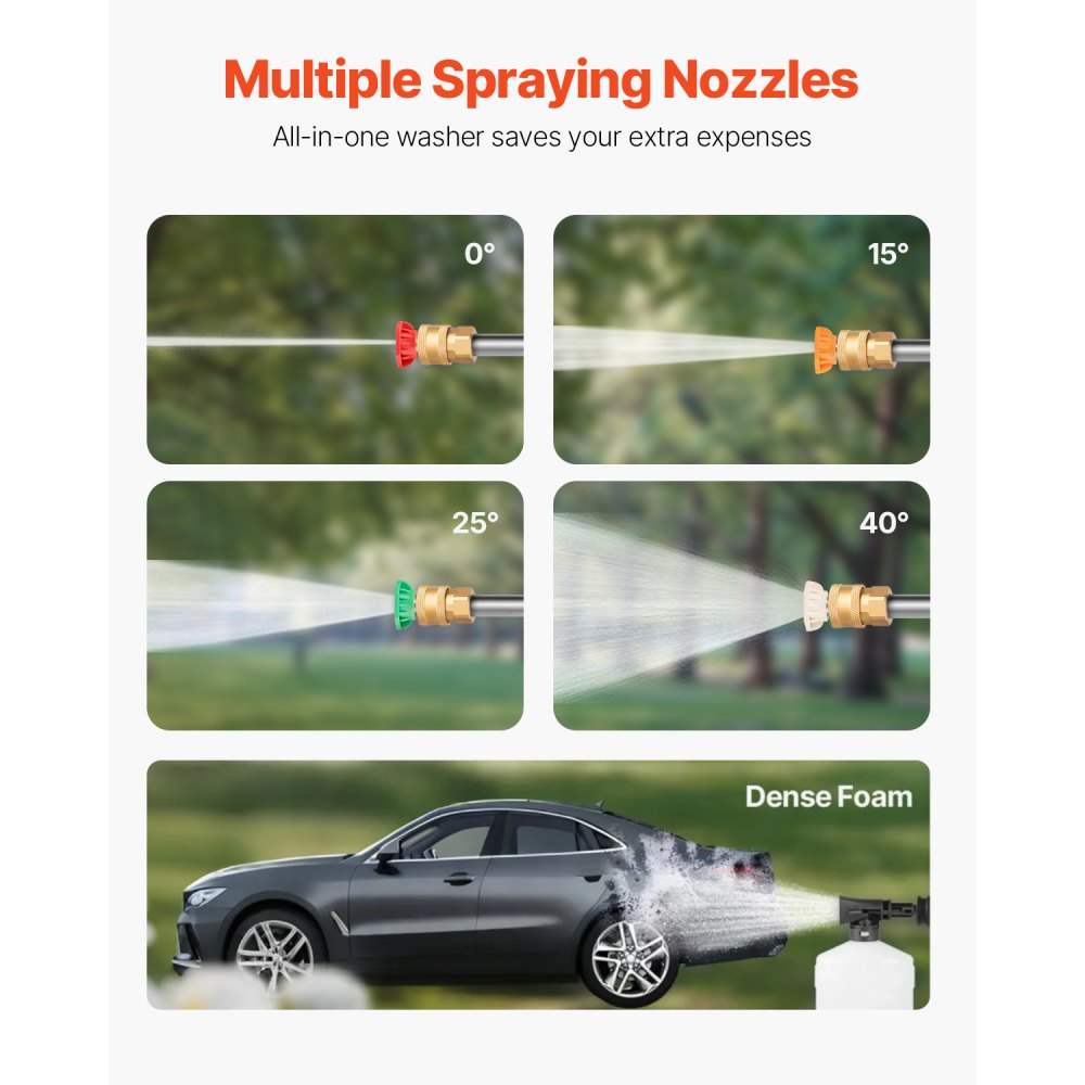 VEVOR Lavadora a presión eléctrica Lavadora de alta presión 2000PSI 1.76GPM con carrete de manguera