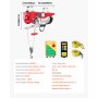 VEVOR Polipasto eléctrico, capacidad de elevación de 400 kg, cabrestante eléctrico de alambre de acero de 850 W y 110 V con control remoto inalámbrico, altura de elevación de un solo cable