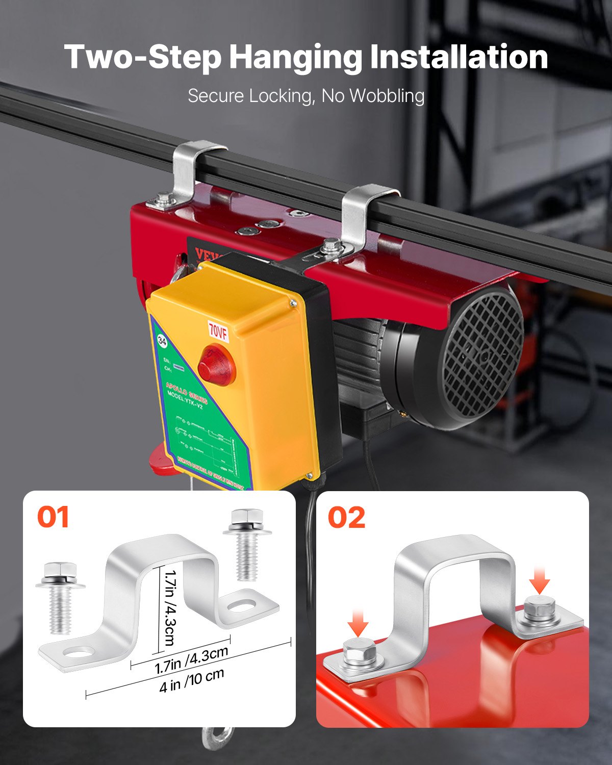VEVOR Polipasto eléctrico, capacidad de elevación de 400 kg, cabrestante eléctrico de alambre de acero de 850 W y 110 V con control remoto inalámbrico, altura de elevación de un solo cable