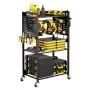 VEVOR - Carrito organizador de herramientas de 4 niveles, capacidad de carga de 68 kg, soporte para taladro con ruedas y estante de almacenamiento estable, carrito de almacenamiento resistente para garaje, color negro
