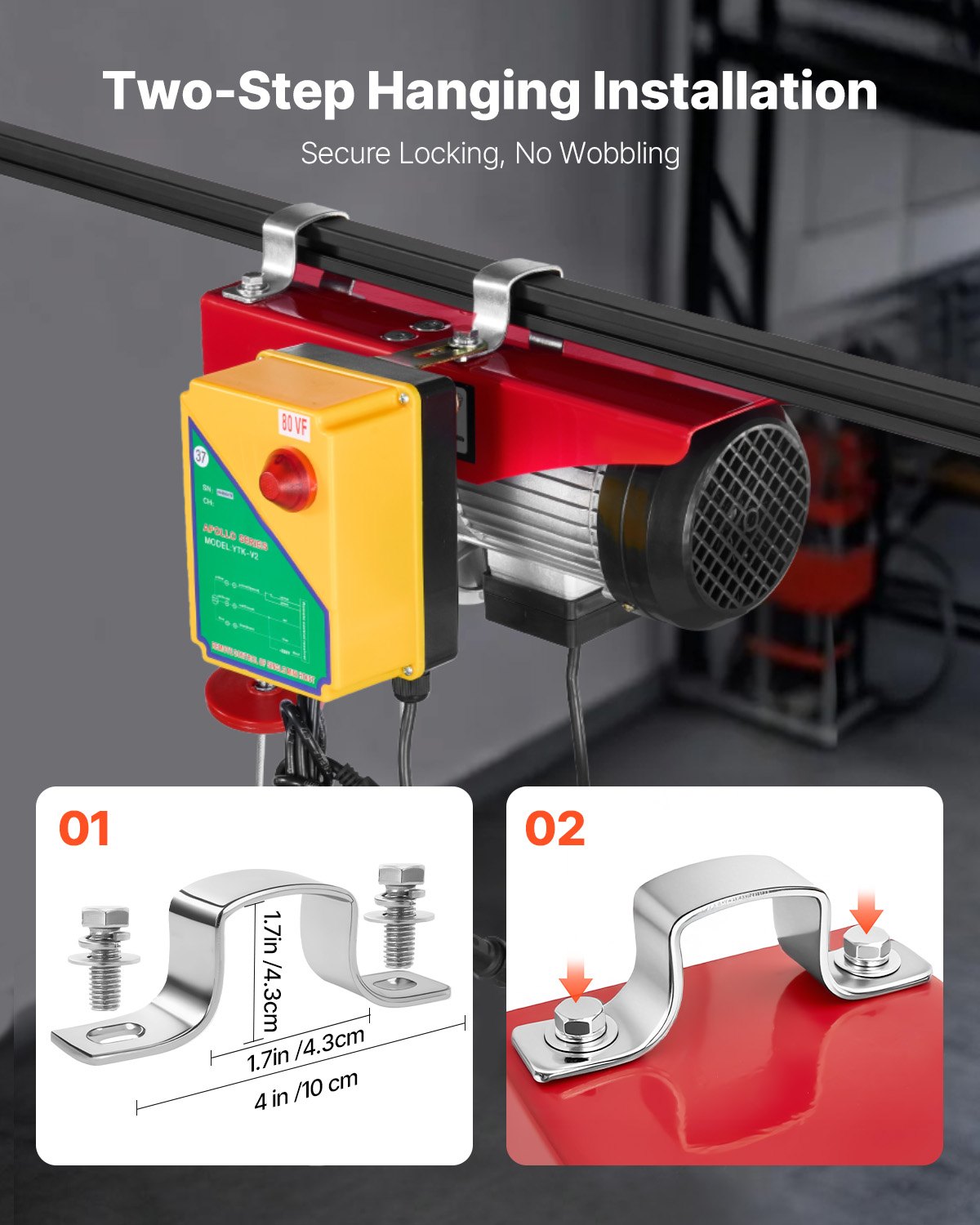 Polipasto eléctrico VEVOR, cabrestante eléctrico de 120 V y 1760 lb con control remoto inalámbrico de 100 m, altura de elevación de 12 m con un solo cable, eslingas simples o dobles, parada de emergencia, polipasto para garaje, almacén y fábrica.