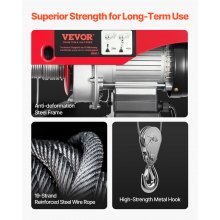 VEVOR Polipasto eléctrico de 440 libras con control remoto con cable de 14 pies, polipasto eléctrico de 110 voltios con altura de elevación de cable único de 40 pies y motor de cobre puro, para fábric