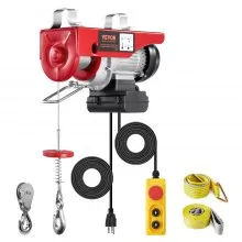 VEVOR Polipasto eléctrico de 440 libras con control remoto con cable de 14 pies, polipasto eléctrico de 110 voltios con altura de elevación de cable único de 40 pies y motor de cobre puro, para fábric