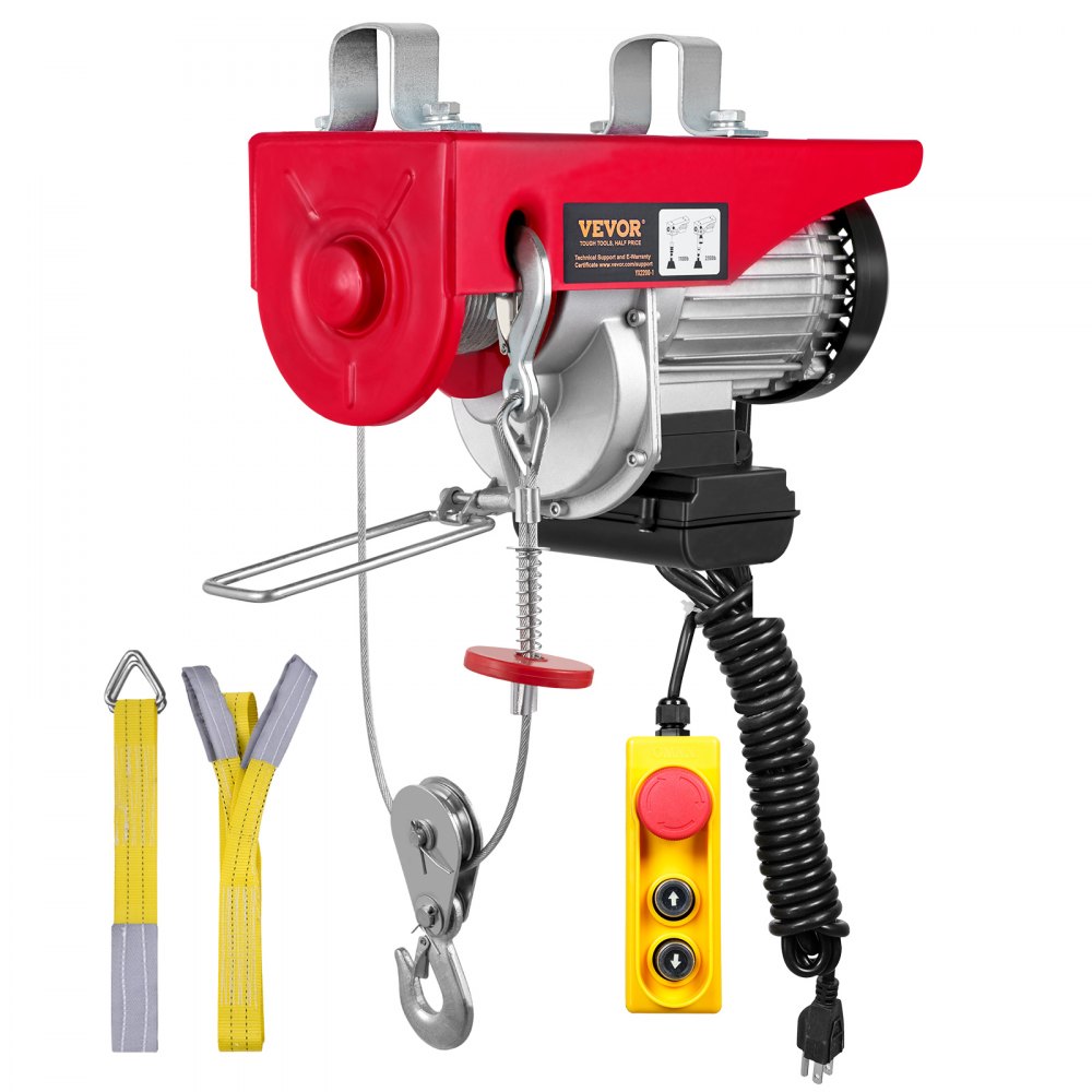 Elevador de ático VEVOR de 2200 lb, polipasto eléctrico de 1600 W y 110 V con control remoto con cable de 14 pies, altura de elevación de un solo cable de 40 pies y motor de cobre puro, para garaje, almacén y fábrica.