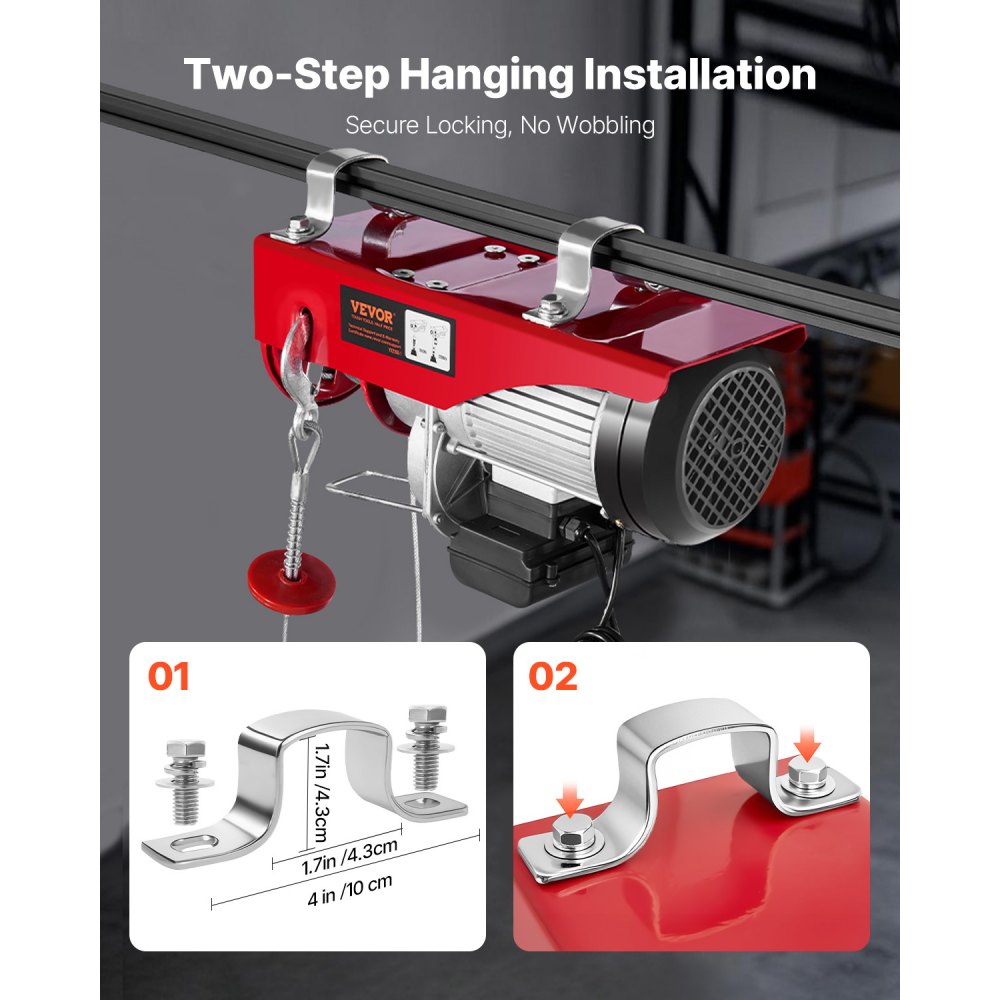 Elevador de ático VEVOR de 2200 lb, polipasto eléctrico de 1600 W y 110 V con control remoto con cable de 14 pies, altura de elevación de un solo cable de 40 pies y motor de cobre puro, para garaje, almacén y fábrica.