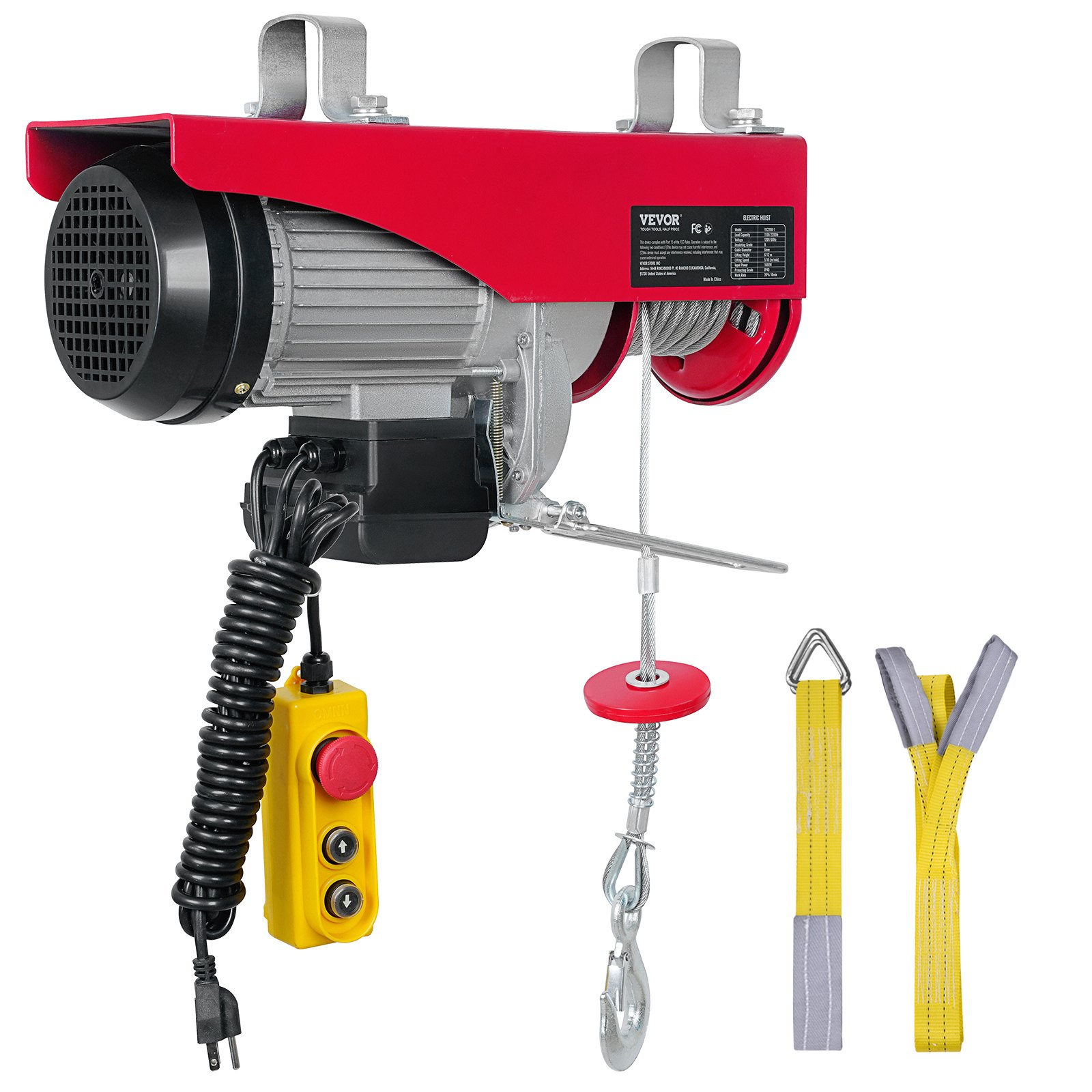 Elevador de ático VEVOR de 2200 lb, polipasto eléctrico de 1600 W y 110 V con control remoto con cable de 14 pies, altura de elevación de un solo cable de 40 pies y motor de cobre puro, para garaje, almacén y fábrica.