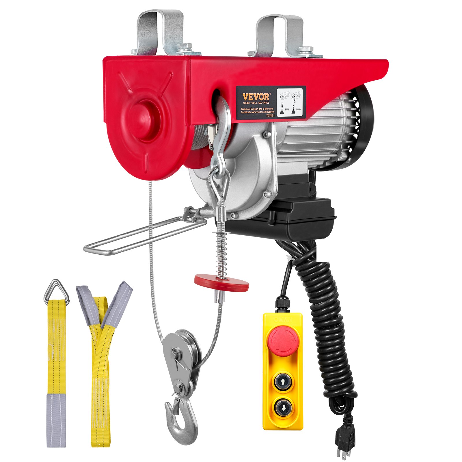 VEVOR Polipasto eléctrico de 1760 libras con control remoto con cable de 14 pies, polipasto eléctrico de 110 voltios con altura de elevación de cable único de 40 pies y motor de cobre puro, para fábrica de almacén de garaje