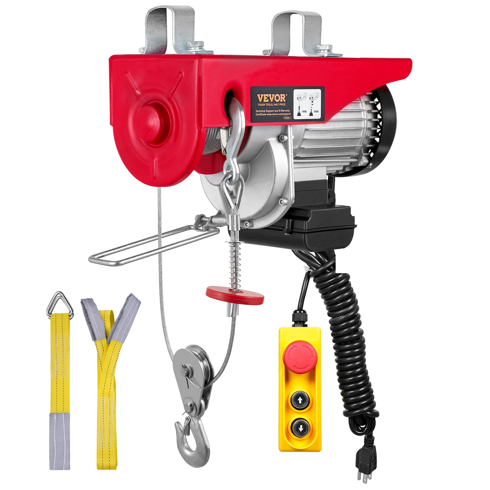 VEVOR Polipasto eléctrico de 880 libras con control remoto con cable de 14 pies, elevador de ático de polipasto eléctrico de 110 V, altura de elevación de 20-40 pies para fábrica de almacén de ático de garaje