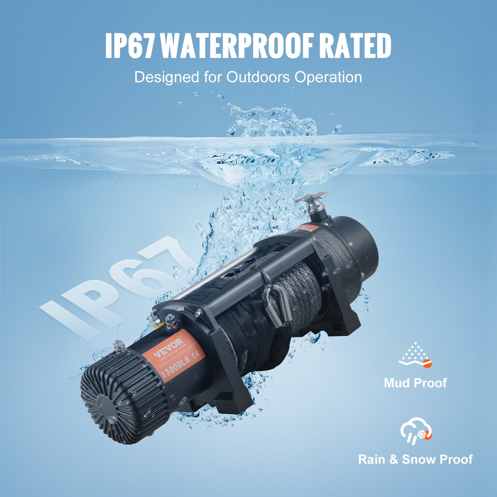 Cabrestante eléctrico VEVOR, cabrestante de cuerda de nailon con capacidad de carga de 12 V y 13 000 lb, cabrestante IP67 de 3/8 pulgadas x 85 pies para ATV con control remoto inalámbrico de mano y guía de hawse para remolcar Jeep todoterreno, SUV, camión, coche, remolque, barco