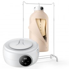 Secadora de ropa portátil VEVOR, secadora de ropa con bolsa para secadora, calefacción PTC y pantalla LED, mini secadora plegable con temporizador de 5 horas para apartamentos, dormitorios, casas rodantes u hoteles, 600 W, beige