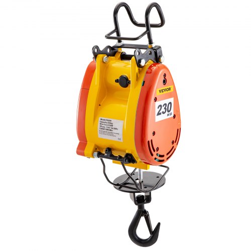 Polipasto eléctrico de cadena VEVOR Capacidad de 230 kg Cabrestante eléctrico 507 lb con cable de acero de 98 pies/30 m de longitud Grúa de control remoto Carro eléctrico aéreo con sistema de polea 110 voltios 1 fase