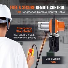 Polipasto eléctrico de cadena VEVOR, capacidad de 2200 lbs/1 tonelada, altura de elevación de 10 pies, velocidad de 10 pies/min, 120 V, grúa aérea monofásica con cadena G100, control remoto con cable de 10 pies para garaje, tienda, hotel, hogar