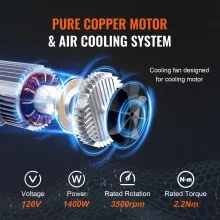 Polipasto eléctrico de cadena VEVOR, capacidad de 2200 lbs/1 tonelada, altura de elevación de 10 pies, velocidad de 10 pies/min, 120 V, grúa aérea monofásica con cadena G100, control remoto con cable de 10 pies para garaje, tienda, hotel, hogar