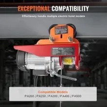Polipasto eléctrico manual VEVOR, capacidad de 1100 lb/0,5 toneladas para PA200, PA250, PA300, PA400, PA500, con ruedas dobles y ancho de brida ajustable de 2,36" a 4,72" para vigas I rectas y curvas.