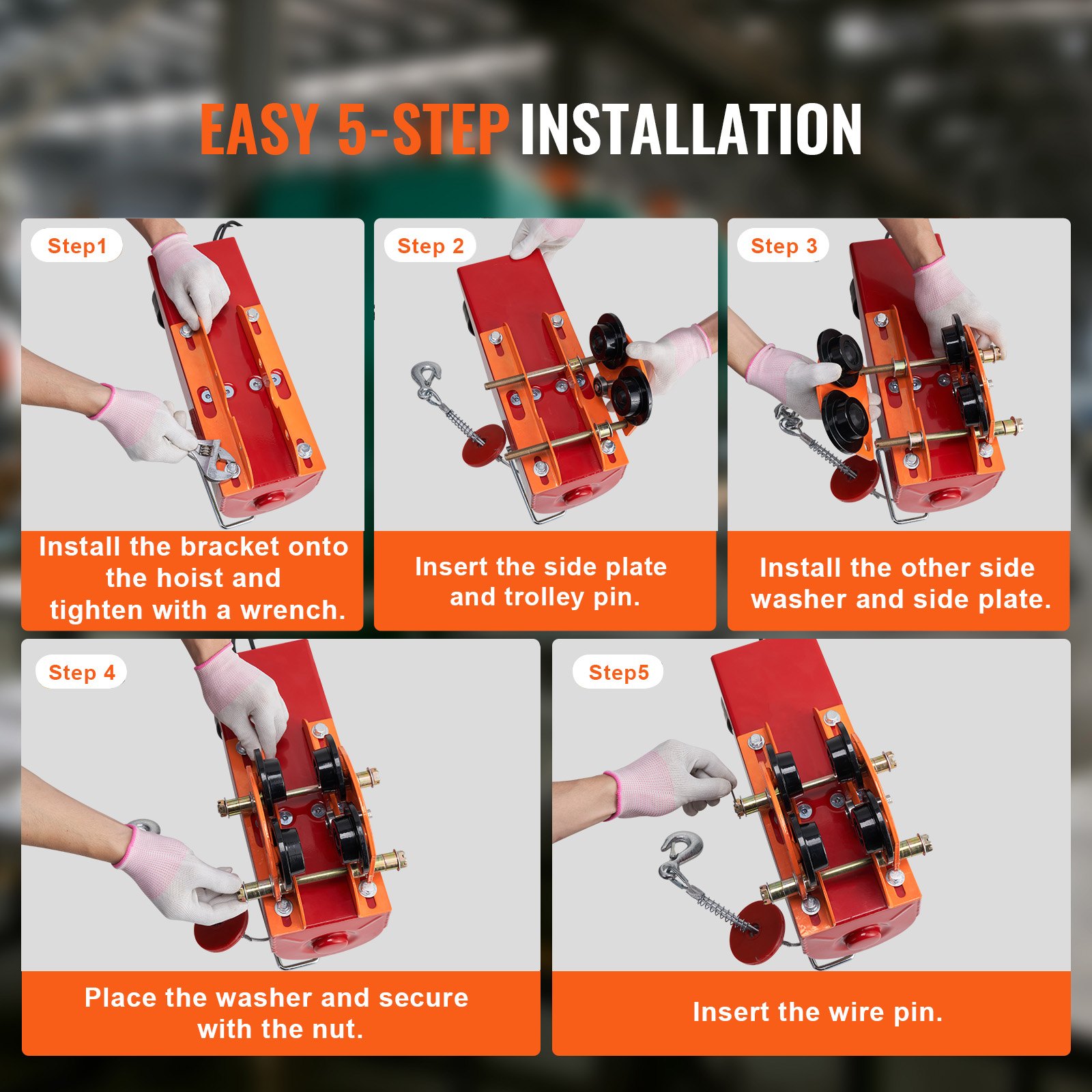 Polipasto eléctrico manual VEVOR, capacidad de 1100 lb/0,5 toneladas para PA200, PA250, PA300, PA400, PA500, con ruedas dobles y ancho de brida ajustable de 2,36" a 4,72" para vigas I rectas y curvas.