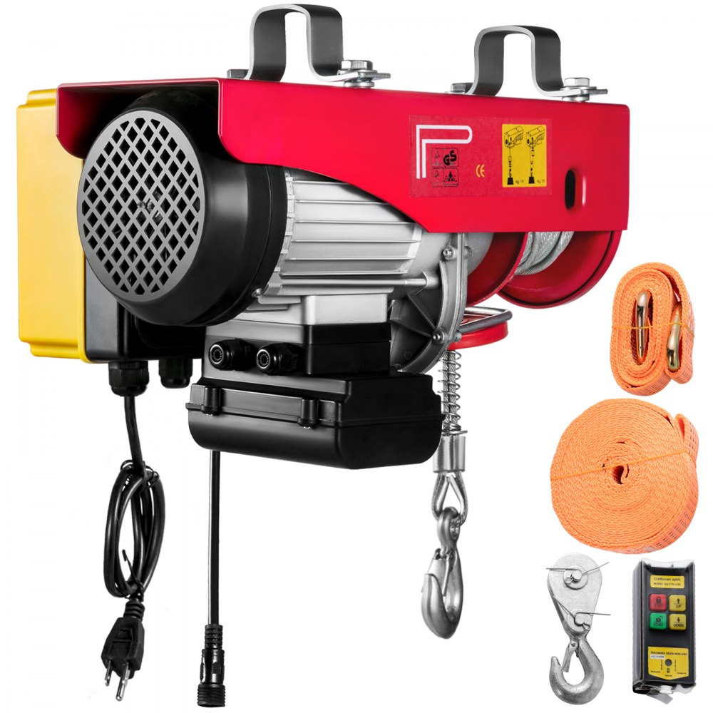 VEVOR Polipasto eléctrico 1100LBS con control remoto inalámbrico y cabrestante eléctrico de eslingas simples/dobles elevador eléctrico de acero