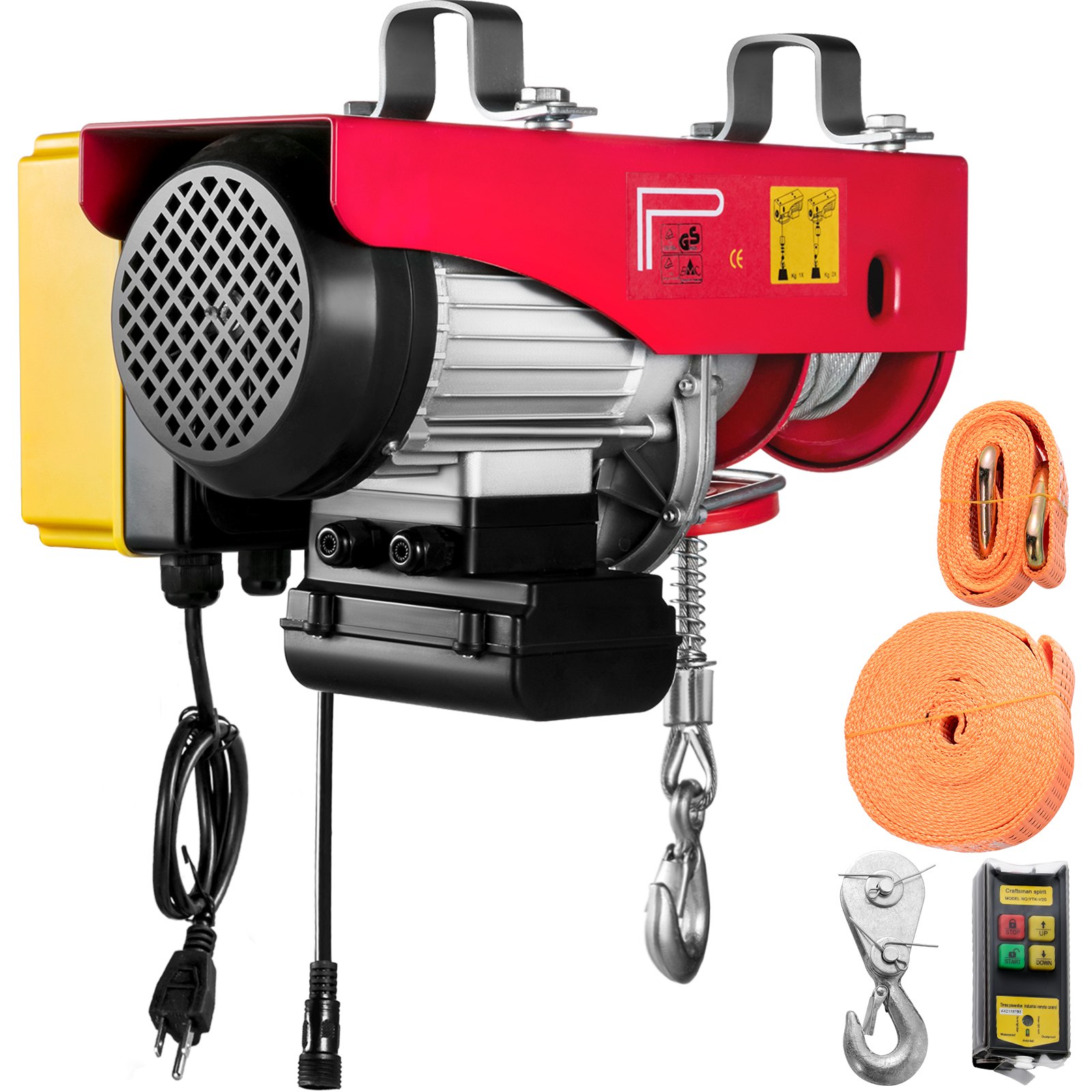 VEVOR Polipasto eléctrico 1100LBS con control remoto inalámbrico y cabrestante eléctrico de eslingas simples/dobles elevador eléctrico de acero