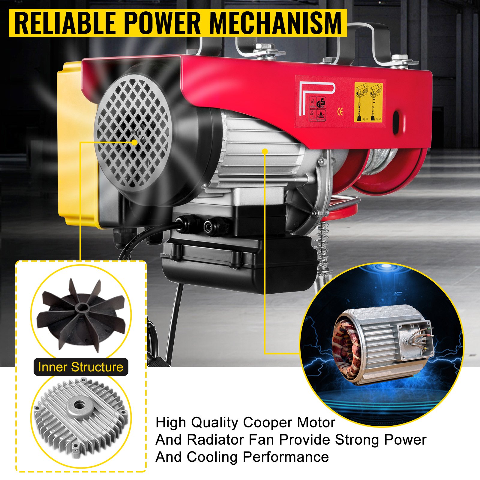 VEVOR Polipasto eléctrico 1100LBS con control remoto inalámbrico y cabrestante eléctrico de eslingas simples/dobles elevador eléctrico de acero