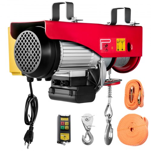 Polipasto eléctrico VEVOR, cabrestante eléctrico de 2200 libras, elevador eléctrico de acero, polipasto eléctrico de 110 V con control remoto inalámbrico y eslingas simples/dobles para levantar en fábricas, almacenes, sitios de construcción