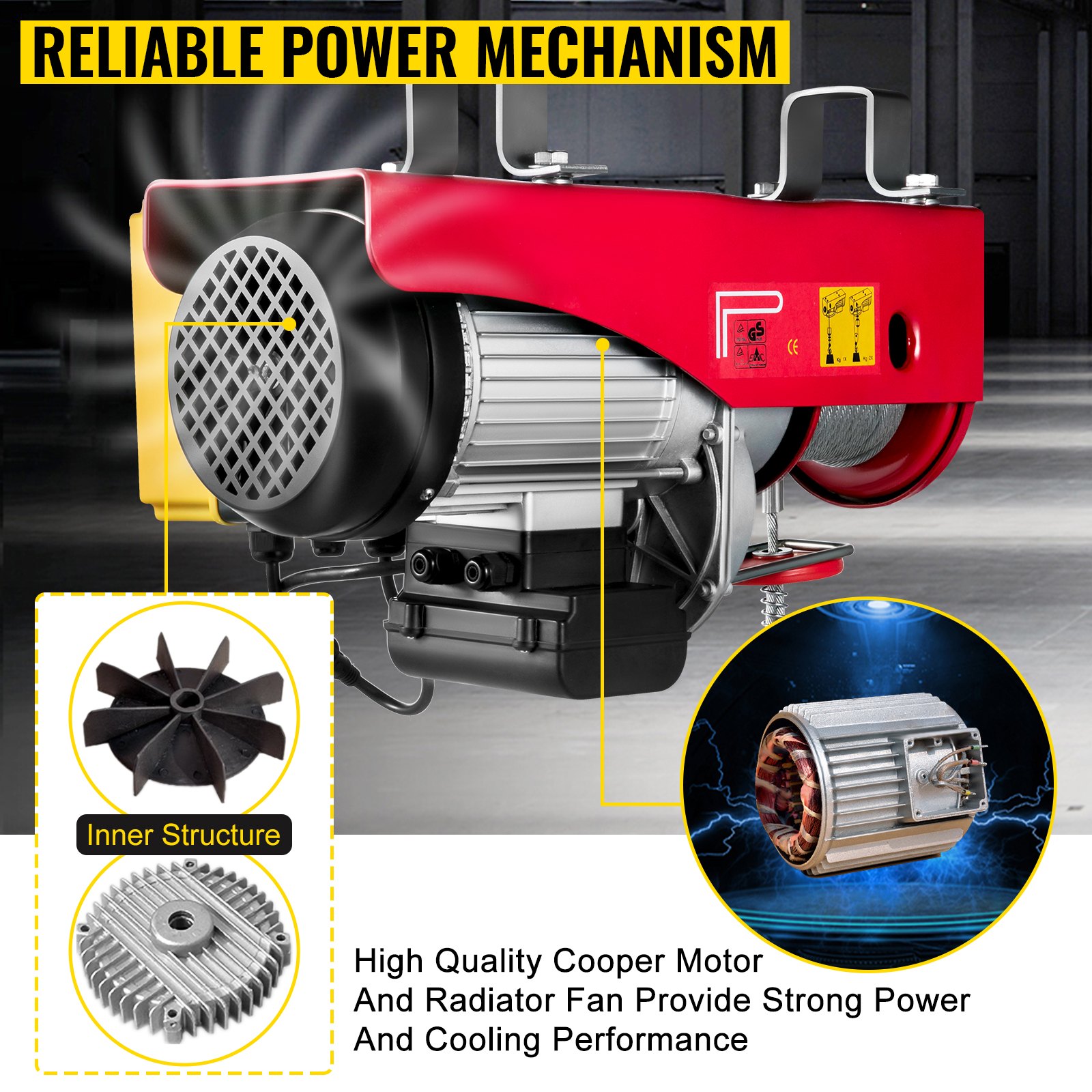 VEVOR Polipasto eléctrico cabrestante eléctrico de 2200 libras elevador eléctrico de acero polipasto eléctrico de 110 V con control remoto