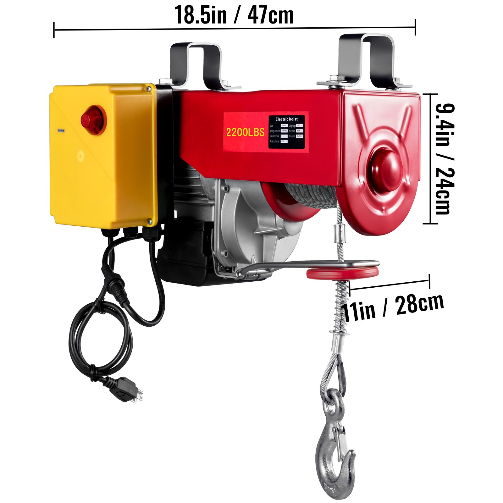 VEVOR Polipasto eléctrico cabrestante eléctrico de 2200 libras elevador eléctrico de acero polipasto eléctrico de 110 V con control remoto