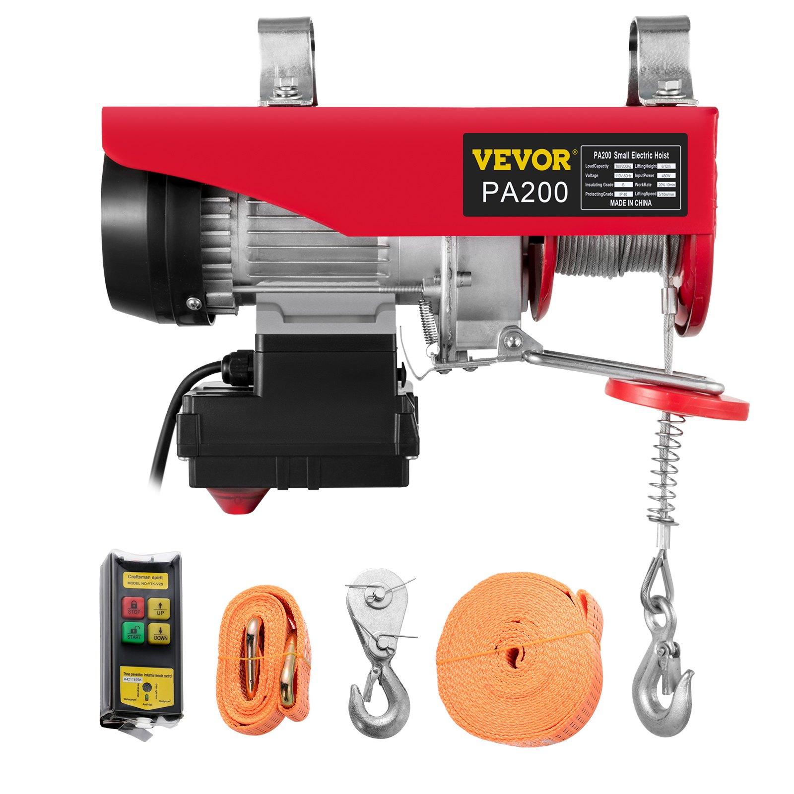 VEVOR Polipasto eléctrico 110V Cabrestante eléctrico 440LBS con control remoto inalámbrico