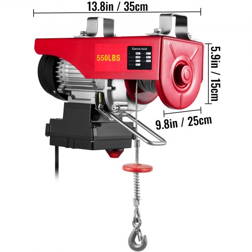 Polipasto eléctrico VEVOR 550LBS con control remoto inalámbrico y cabrestante eléctrico de eslingas simples/dobles, elevador eléctrico de acero, polipasto eléctrico de 110 V para levantar en fábricas, almacenes, sitios de construcción
