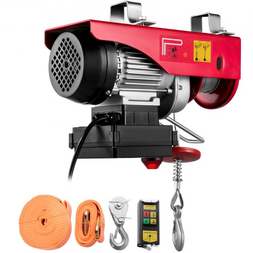 Polipasto eléctrico VEVOR 550LBS con control remoto inalámbrico y cabrestante eléctrico de eslingas simples/dobles, elevador eléctrico de acero, polipasto eléctrico de 110 V para levantar en fábricas, almacenes, sitios de construcción