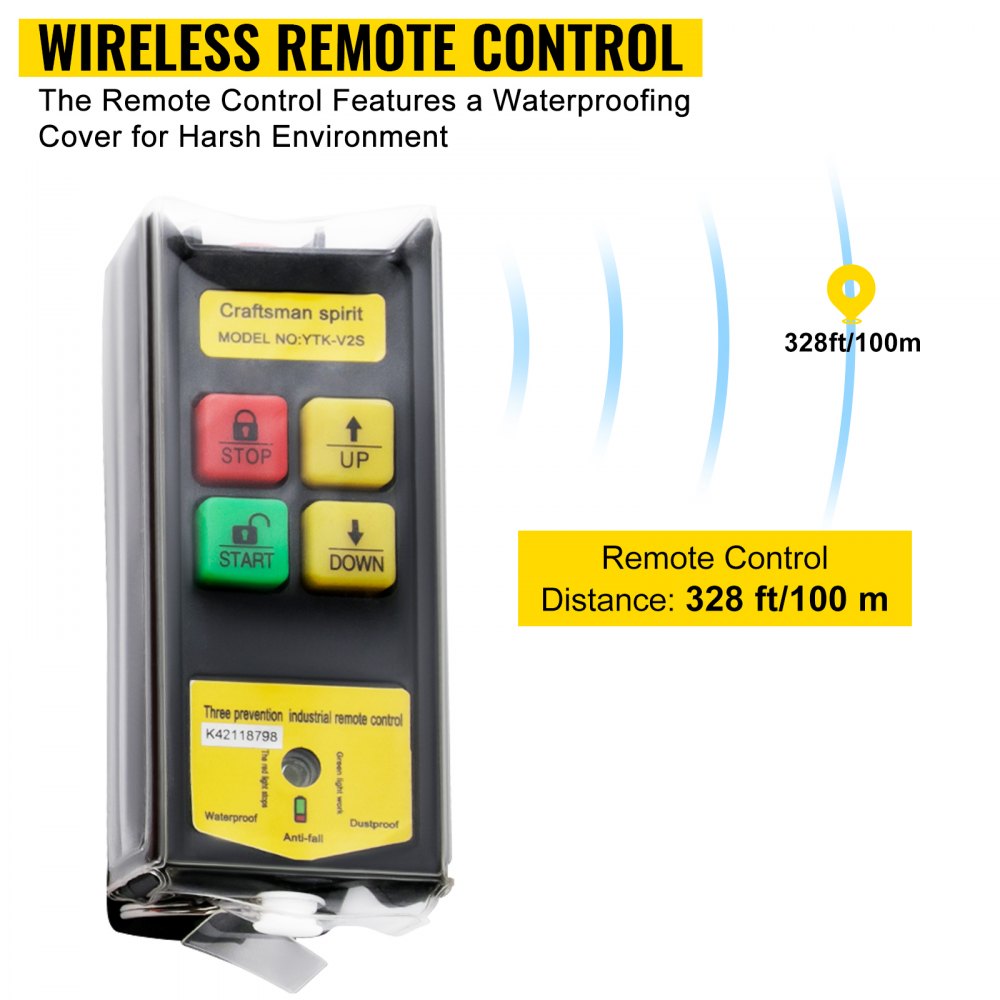 VEVOR Polipasto eléctrico 550LBS con control remoto inalámbrico y cabrestante eléctrico de eslingas simples/dobles elevador eléctrico de acero