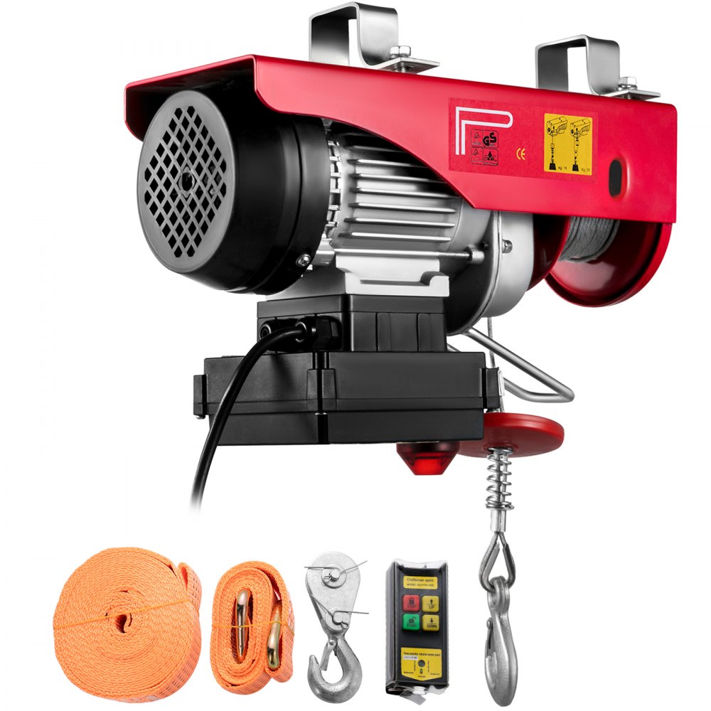 VEVOR Polipasto eléctrico 550LBS con control remoto inalámbrico y cabrestante eléctrico de eslingas simples/dobles elevador eléctrico de acero