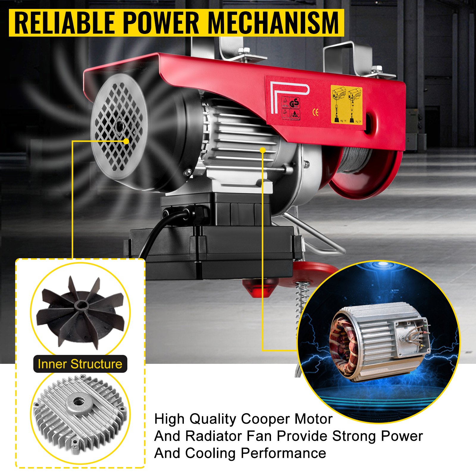 VEVOR Polipasto eléctrico 550LBS con control remoto inalámbrico y cabrestante eléctrico de eslingas simples/dobles elevador eléctrico de acero