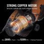 motor de cobre potente VEVOR con 2800w y 5200rpm, protección contra sobrecarga.