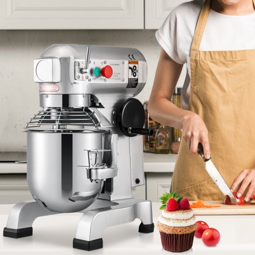 VEVOR Mezclador de alimentos comercial 15Qt 600W 3 velocidades ajustable 110/178/390 RPM Servicio pesado 110V con ganchos para masa de tazón de acero inoxidable Batidor Premium para escuelas Panaderías Restaurantes Pizzerías