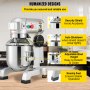 VEVOR Mezclador de alimentos comercial 15Qt 600W 3 velocidades ajustable 110/178/390 RPM Servicio pesado 110V con ganchos para masa de tazón de acero inoxidable Batidor Premium para escuelas Panaderías Restaurantes Pizzerías
