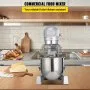 VEVOR Batidora Industrial Mezclador de alimentos comercial 15Qt 600W 3 velocidades ajustable 110/178/390 Rpm Servicio pesado 110V con ganchos
